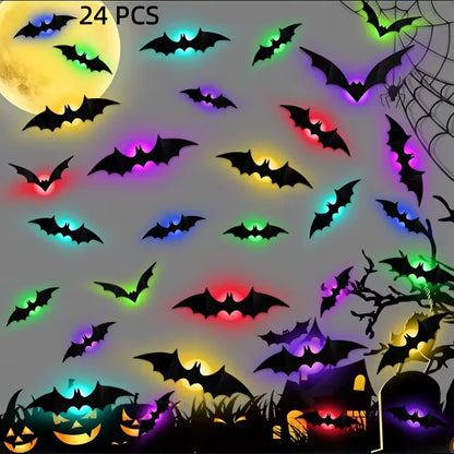 Halloween 3D Bat LED Wall Decal Night Light | Peel & Stick Glow Decoration