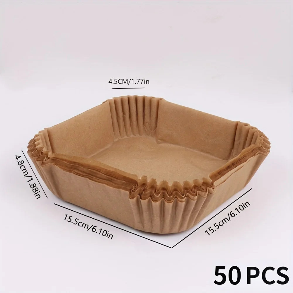 50-Pack Non-Stick Air Fryer Liners for Baking & Microwave Ovens