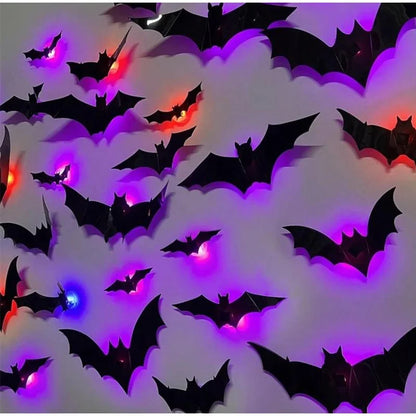Halloween 3D Bat LED Wall Decal Night Light | Peel & Stick Glow Decoration
