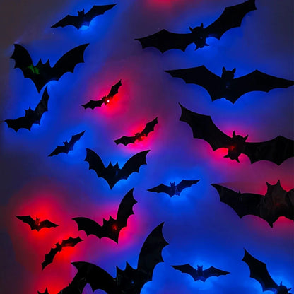 Halloween 3D Bat LED Wall Decal Night Light | Peel & Stick Glow Decoration