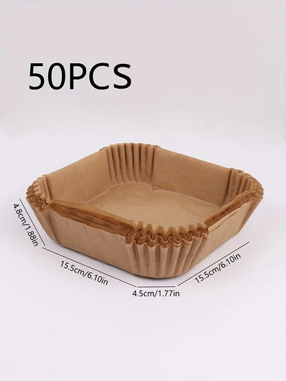 50-Pack Non-Stick Air Fryer Liners for Baking & Microwave Ovens