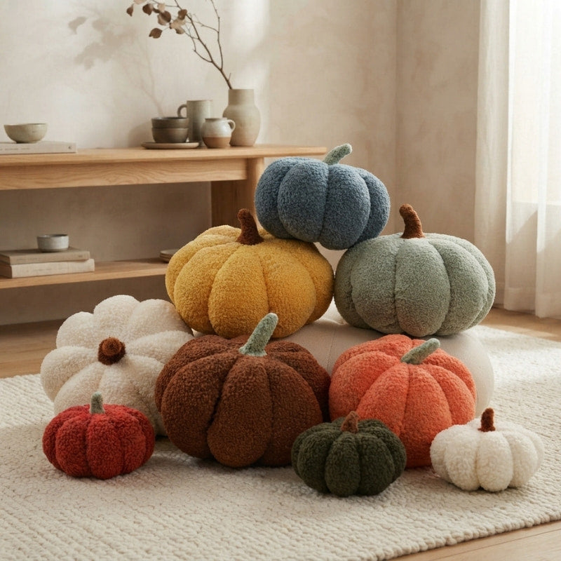Virella | Pumpkin Plush Boucle Cushion for Cosy Sofa Décor
