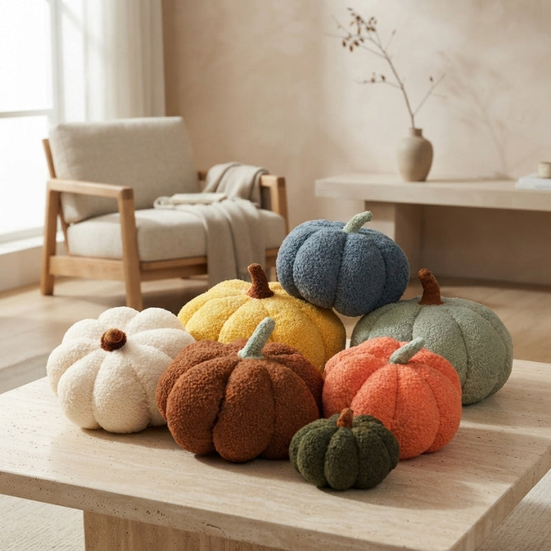 Virella | Pumpkin Plush Boucle Cushion for Cosy Sofa Décor